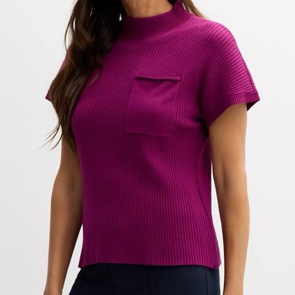 Nine West Tops - Ribbed Short Sleeve Mock Neck Sweater